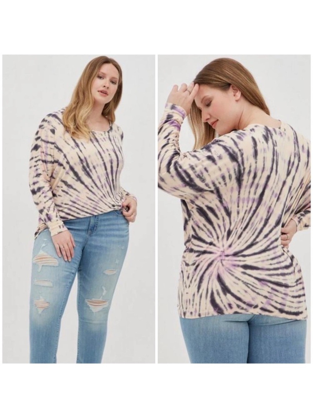 TORRID Tie-Dye Longsleeve Blouse Dolman Drop Sleeve Hippie 1-2 X-Large